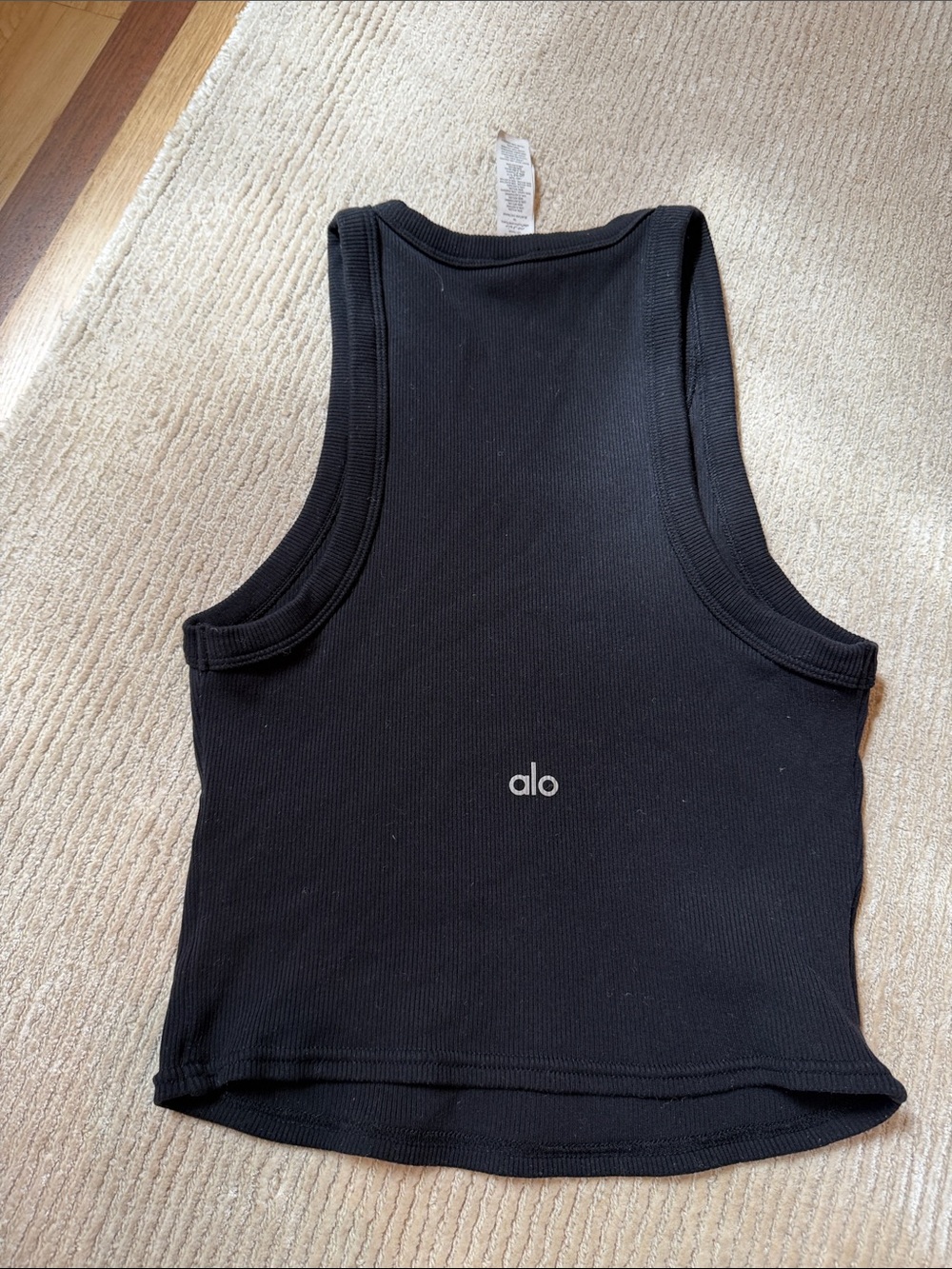 Alo Yoga Goddess Ribbed Go-To Tank Black Size S Crop Top - Picture 7 of 8